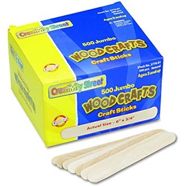 Chenille Kraft Natural Wood Craft Sticks, Jumbo Size, 6 x 3/4, Wood, Natural Wood, 500/Box (3776-01) (10)