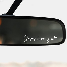 3 x Jesus Love You Car Decal, Rearview Mirror Sticker, Car Mirror Decal, Car Accessories for Women, Motivational Car Sticker, Self Affirmation Vinyl, Auto Window Decal, Girl Car Sticker (White)