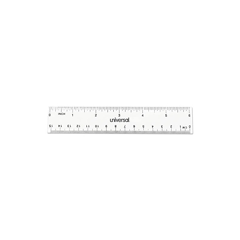 Universal UNV59025 6 in. Long Standard/Metric Plastic Ruler - Clear
