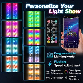 Elesovu 2PCS 2FT Fat Whip Lights with Spring Base, Thick LED Whip Lights with App & Remote Control,Spiral RGB Chasing Lighted Antenna Whips with Rocker Switch,Music Whip Light for UTV ATV Can-Am Truck