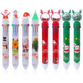 8 Pcs Christmas Ballpoint Pen,WideSmart Christmas Pens Multicolor Cartoon Pen Christmas tree pen Marker Pens Snowman Santa Reindeer Xmas Pens Set for Office School Supplies Students Family Stationery