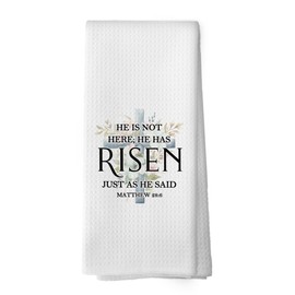 XPH He Has Risen Christian Easter Kitchen Dish Towels, Easter Religious Cross Spring Gifts for Mom Friends Neighbor, Bible Verse Jesus Hand Towels Kitchen Tea Towels Farmhouse Decorations, 16x24inch