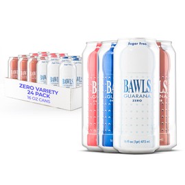 BAWLS Guarana Zero Variety Pack, BAWLS Guarana Drink, Guarana Soda, Guarana Fueled Soda for Energy, High Energy Caffeinated Drink, 16oz 24 Pack Cans