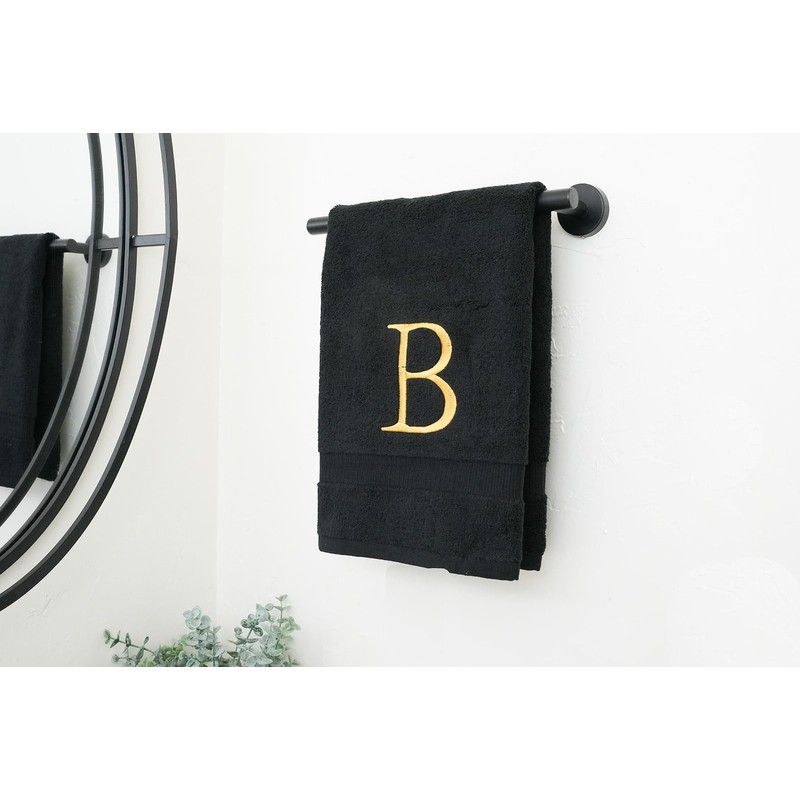 Decorvo Black and Gold Bathroom Hand Towel - Monogrammed Luxury