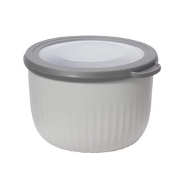 Oggi Prep, Store & Serve Plastic Bowl w/See-Thru Lid- Dishwasher, Microwave & Freezer Safe, (0.7 qt) Lt Gray w/Dk Gray Lid