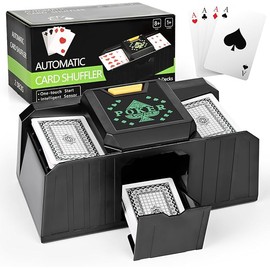 Kartenmischmaschine Elektrische, Diealles Shine Karten Mischgerät für 2 Decks, USB/Batteriebetriebener Kartenmischer Elektrisch, Card Shuffler für UNO Poker Texas Hold Em Blackjack