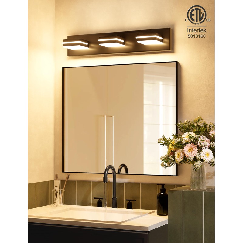 VOLISUN 5CCT Bathroom Light Fixtures Over Mirror, Dimmable, 360°Rotatable Head,