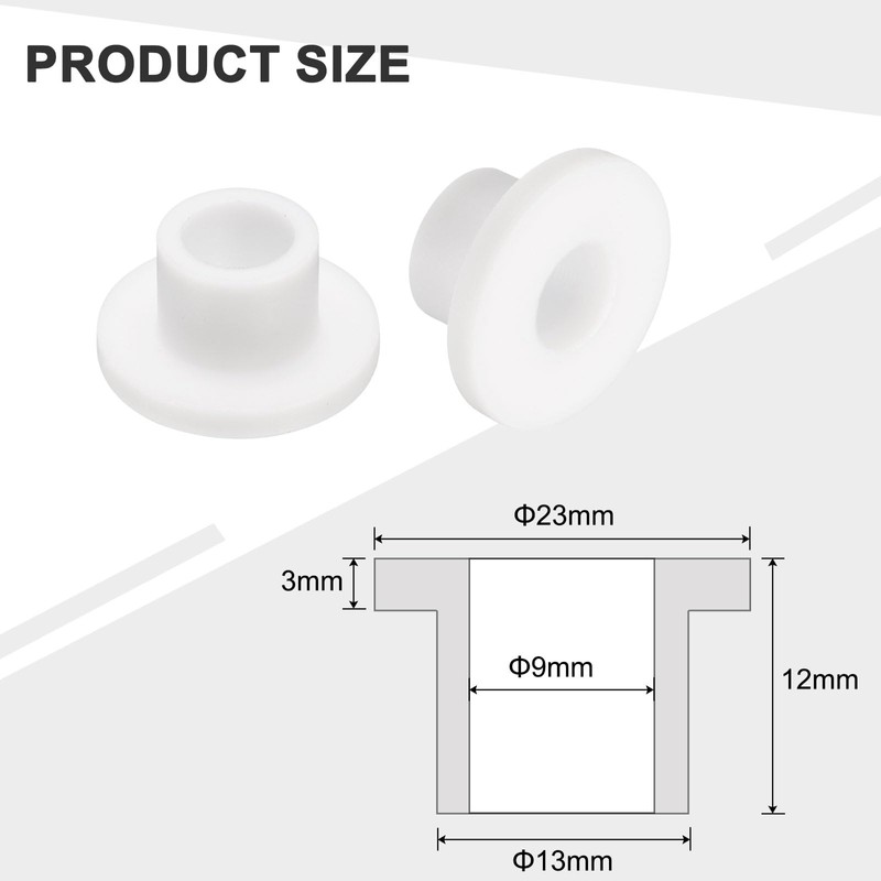 sourcing map 10pcs Flanged Sleeve Bearings Plastic Bushings ID 9mm