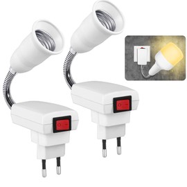 Sporgo Sporgo 2 Stcke Lampenfassung E27 mit Schalter E27 Sockel Lampenfassung, Steckdosenlampe mit 20 cm Flexibler Schwanenhals, 360 Verstellbar Leselicht fr Kchenlampe Wandlampen und Glhbirnen (E27)