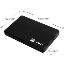 Festplattengehäuse, 2,5 Zoll, USB 3.0, Gehäuse für HDD SSD SATA I/II/III, 7 mm und 9,5 mm, mit USB 3.0-Kabel, kein Werkzeug erforderlich, kompatibel mit PC, Laptop, TV und Konsolen 51CH22_Box