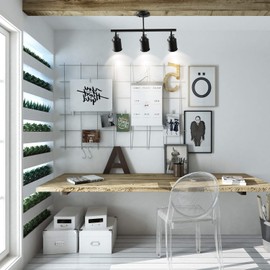 LALUZ Industrial Complete Track Lighting Kits with Straight Bar Metal Shade, Matte Black, 3 Adjustable Heads, 22.5 inches