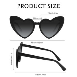 Bouiexye 10 Pack Black Heart Sunglasses Bachelorette Vintage Heart Shaped Glasses for Wedding Bridesmaid Party Favor Accessories