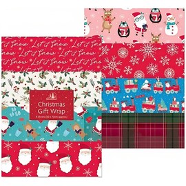 ZOPPER Christmas Wrapping Paper - Assorted 70x50cm Christmas Wrap with Joyful Designs for a Merry Celebration - Perfect for Presents, Crafts, and Decorating (8 Sheets)