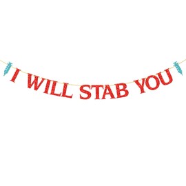 I Will Stab You Banner, Red Glittery Class of 2025 Medical School Grad Party Decoration Supplies Doctor Nurse Graduation Bunting Sign