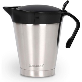 Rorence Stainless Steel Double Insulated Gravy Boat Sauce Jug with Hinged Lid for Thanksgiving Dinner - 32 Oz