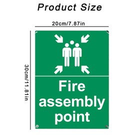 1 PCS Fire Assembly Point Sign Outdoor Aluminum Plate Signs for Emergency Evacuation Assembly Points 20x30cm Green