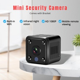 Yunseity 1080P Mini Security Camera, Auto Night Vision Motion Detection Surveillance Camera, Loop Recording & SD Card Storage Indoor Outdoor Camera for Baby Pet Nanny