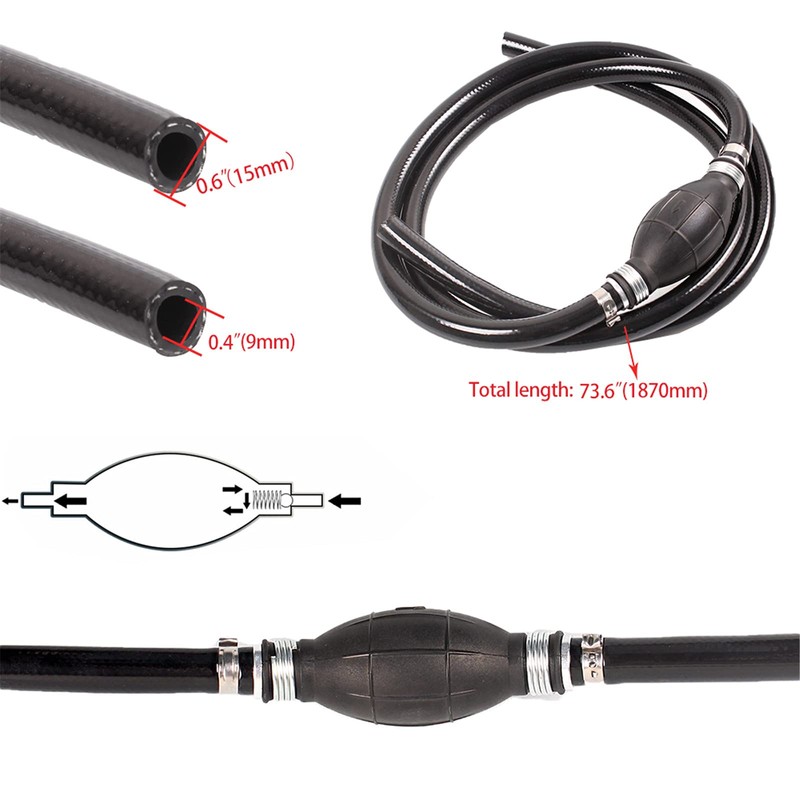 BARTOO Fuel Line Assembly,3/8in Nylon Braided Marine Fuel Hose Line