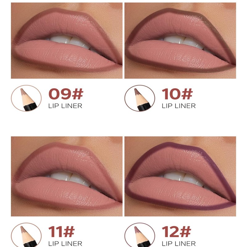 12PCS Lip Liner Pencil Set - Matte Nude Lip Contour