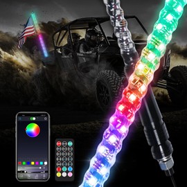 Bevinsee 3FT Spiral LED Whip Light with APP Remote Control, RGB Chasing Color Light Whip Antenna for UTV ATV Offroad Truck, Easy Installation and Release, 1PC