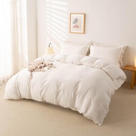 OAITE 100% Brushed Cotton Duvet Cover King Size Soft Breathable Durable Bedding with Zipper Closure - 3 Pieces Plain Simple Duvet Cover Set,2 Pillow Shams,1 Duvet Cover(104"x90")