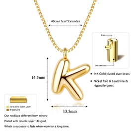 Dochais Gold Necklace with Letters for Women Girls - 14 Carat Gold Plated Twisted, Brass