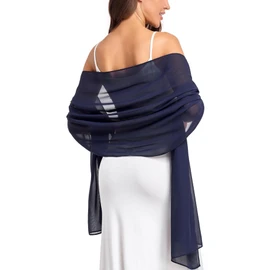 olyrjie - Bufandas de gasa suave para vestidos de noche, boda, chal de novia para mujer, marino, Talla única