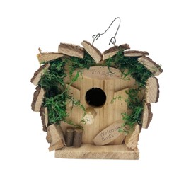 3 PAGEN® Decorative Hanging Bird House, Wooden Nesting Box for Wild Birds, Incubator and Nesting Aid Made of Solid Wood, with Wire Hanger, Stable and Stable, Can Also Be Standing Up, 17 x 15 x 17 cm