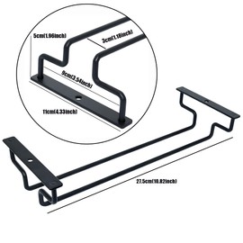 zoohot 27.5cm Wine Glass Rack - Under Cabinet Stemware Wine Glass Holder Glasses Storage Hanger Metal Organizer Black (1 Rows, 2 Pack)