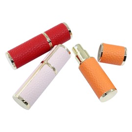 Zorfeter 3 Pack Travel Perfume Bottle, Refillable Mini Atomizer Leather Sprayer, Portable Cologne Dispenser for Travel/Essentials(Pink, Red, Orange)