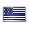 Elektroplate Standard Police Flag Blue Line Chrome Auto Emblem