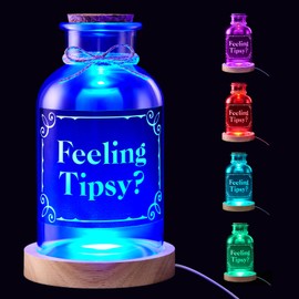 Wonderjune Glass Tips Jar for Money with LED Light Base and Hemp Rope Tip Box for Bartender, Bars, Money Container, Bucket for Musicians, Jar for Restaurants, Glass Boxes