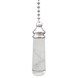 NewZC Light Pull Chain Extension with Ball Chain 100 cm Length Bathroom Toilet Light/Ceiling Light Fan Switch/Blind Cord Pull Handle Weight Pull Cord - Chrome with Crystal Cylinder