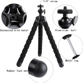 Acuvar 6.5 Inch Bendable Tripod for Small Digital Cameras Compact Flexible Tripod Stand for iPhone Android Smartphones Vlogging Photography Video Recording Travel Compatible with DSLR Cameras
