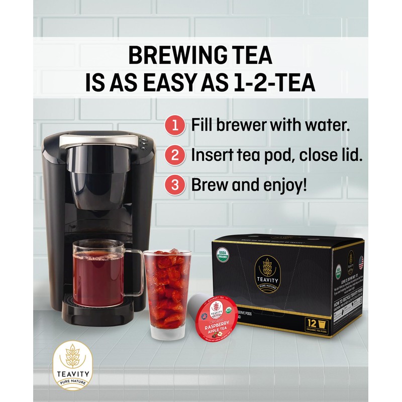 Organic Raspberry Apple Black Tea Pods for Keurig - Naturally