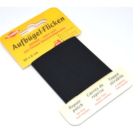 Kleiber 30 x 6 cm Extra Soft Fine Cotton Iron-On Repair Tape, Black