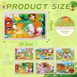 ComPDCVD Animal Puzzle from 3 4 5 6 Years 6 x 24 Pieces Wooden Puzzles for Children Colourful Wooden Puzzles for Preschool Children Educational Toy Puzzle Children from 3 Years Animal Wooden Puzzle