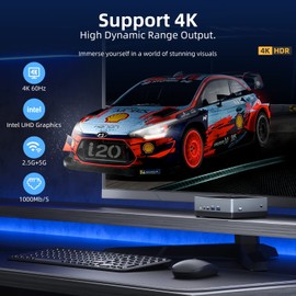 CyberGeek Nano J1 Linux Mini PC, Intel N5095A Quad-Core, 4GB RAM, 128GB PCIe SSD, 4K Dual Display, WiFi, Type-C, RJ45, VESA, Ubuntu OS