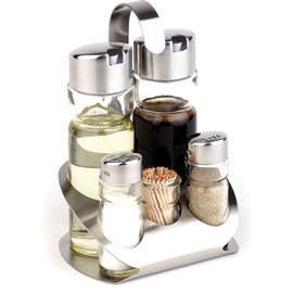 Menage, 5 pcs. PRO salt,pepper,oil,vineg.&tooth p 13 x 11, height 19 cm