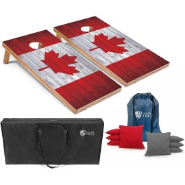 Tailgating Pros Set of 4'x2' Canada Flag Cornhole Boards With 8 Cornhole Bags - Custom