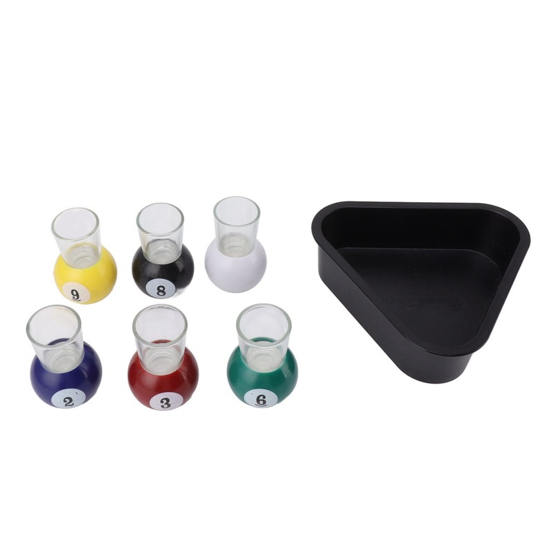 6pcs Billiards Pool Balls Shot Glasses Set Multicolor Pool Balls