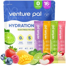 Venture Pal Sugar Free Electrolyte Powder Packets - Liquid Daily IV Hydration Packets | Electrolytes Drink Mix with 5 Vitamins & 7 Electrolytes | Keto Friendly | Non-GMO | Certified Vegan | 16 Sticks