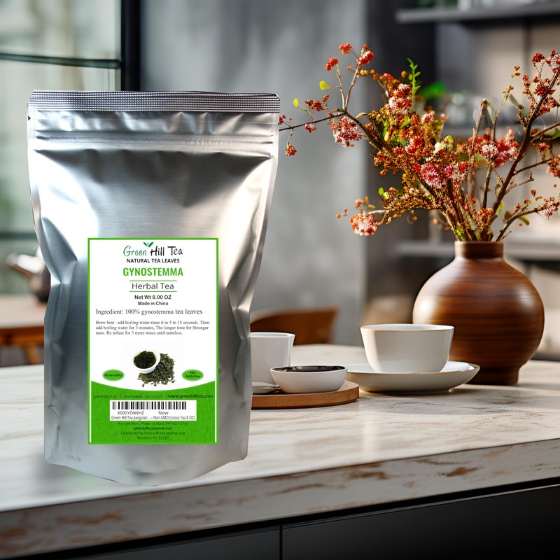 Green Hill Tea Jiaogulan Loose Leaf Tea - Caffeine-Free Ginseng