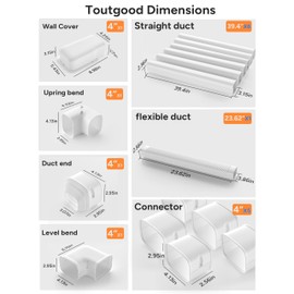 Toutgood 4'' 23Ft Mini Split Line Set Cover Kit for Minisplit Ductless Linset Air Conditioners and Heat Pumps, Central AC Decorative Upgraded UV-Proof Strong & Durability PVC Pipe