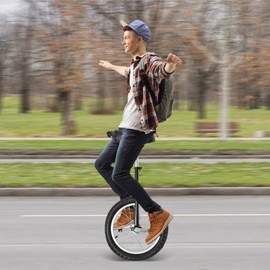 YUNLAIGOTOP 24 Inch Wheel Unicycle, Leakproof Tire Wheel Cycling, Unicycles with Steel Rim, Unicycle Bike for Adults, Daily Fitness Exercises/Cycling Exercises/Balance Training/Talent Shows (Black)