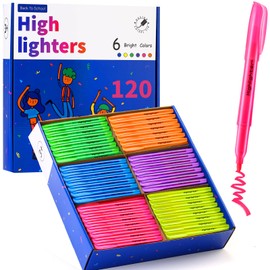 Btanadi Highlighters Assorted Colors, 120 Pack Highlighters Bulk : No Bleed & Dry-Quickly, Highlighter Set : Chisel Tip & 6 Bright Colors, Highlighter Markers for school | college | office supplies
