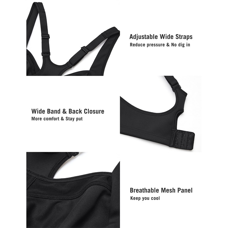 Syrokan women's high impact sports bra, racer back, with strap,
