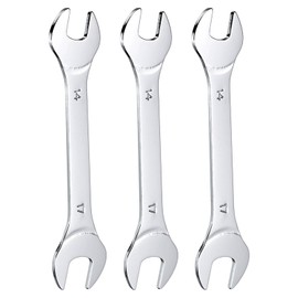HARFINGTON 3pcs Double Open End Thin Wrench Set 14×17mm Metric Super Thin Small Flat Head Wrench Mirror Polished Open Ended Spanner for Automotive Repair Furniture Assembly
