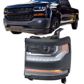 labwork Headlight Assembly, Compatible Replacement for Chevy Silverado 1500 2016-2019 [HID/Xenon Model] w/DRL Projector Headlamp for Driver Side Black Housing