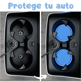 VERALY.MX Porta Vasos Protector Automovil Silicona Flexible Antideslizante Posa Vaso Termo Carro Decoracion Accesorio de Proteccion Coche 2pz (Celeste)